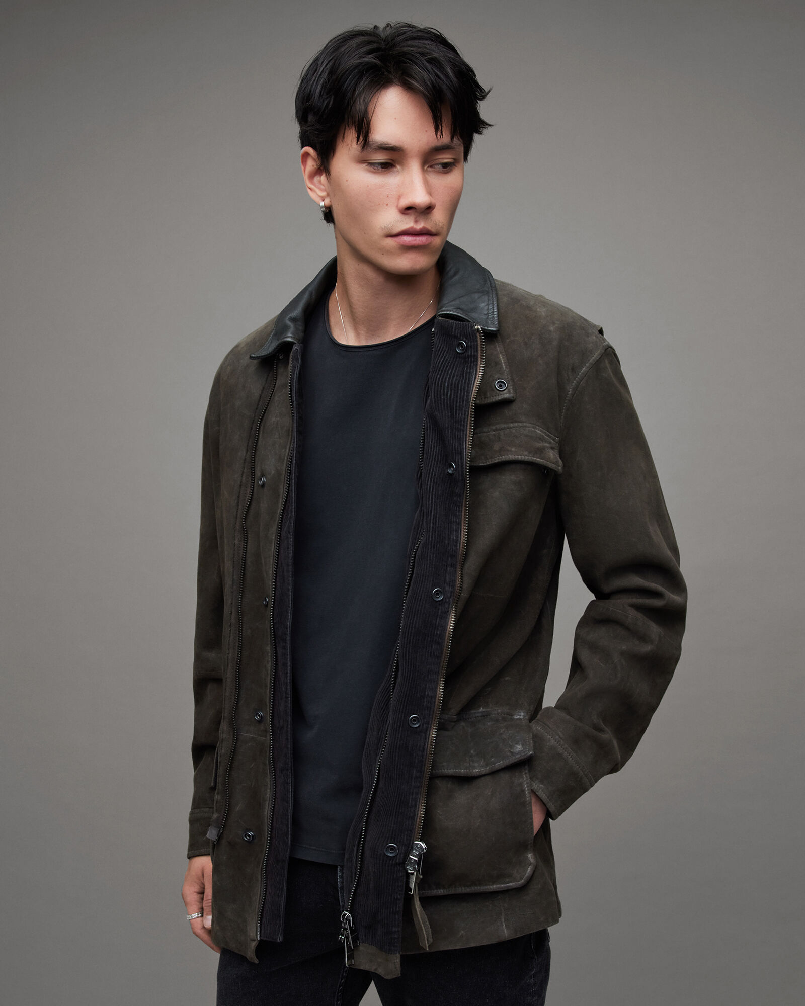 Allsaints Chamber Waxed Suede Jacket – Jimmy Outfits