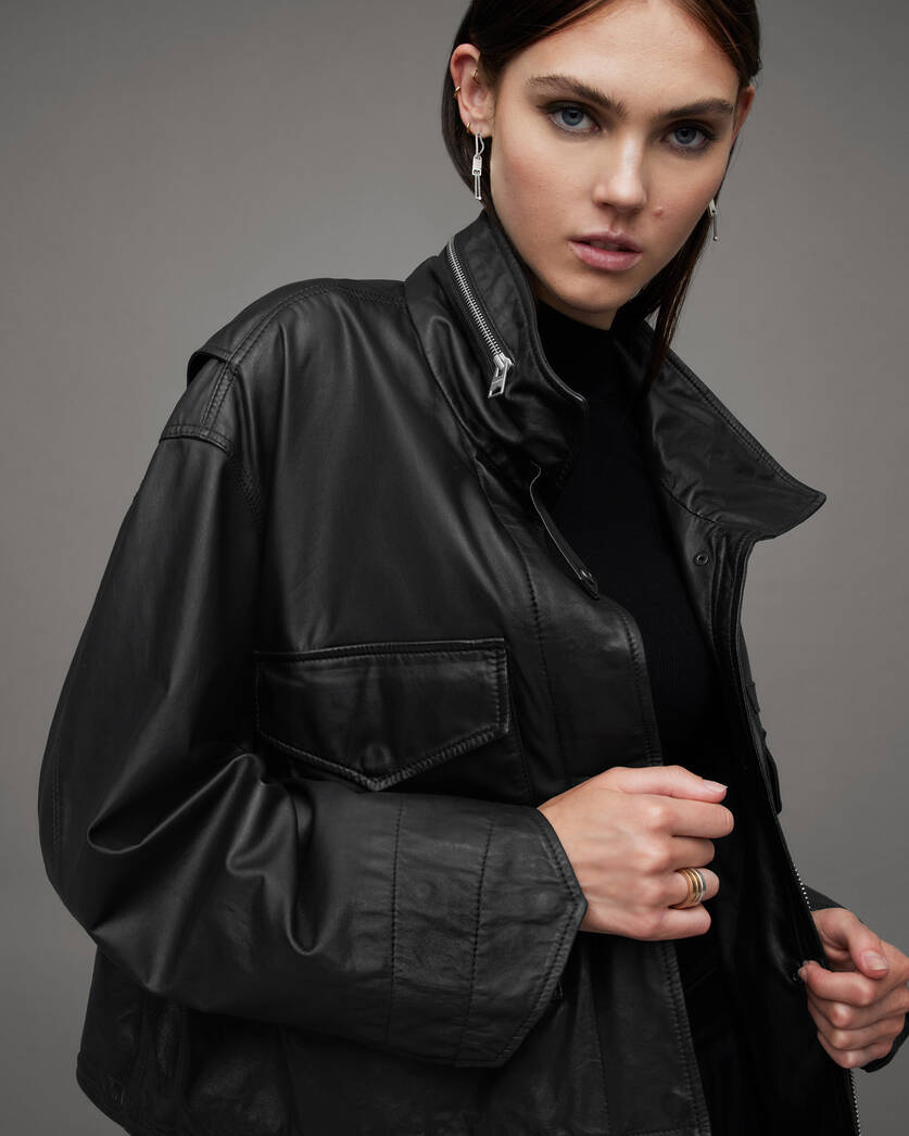 All Saints Clay Oversized Leather Jacket – Jimmy Outfits